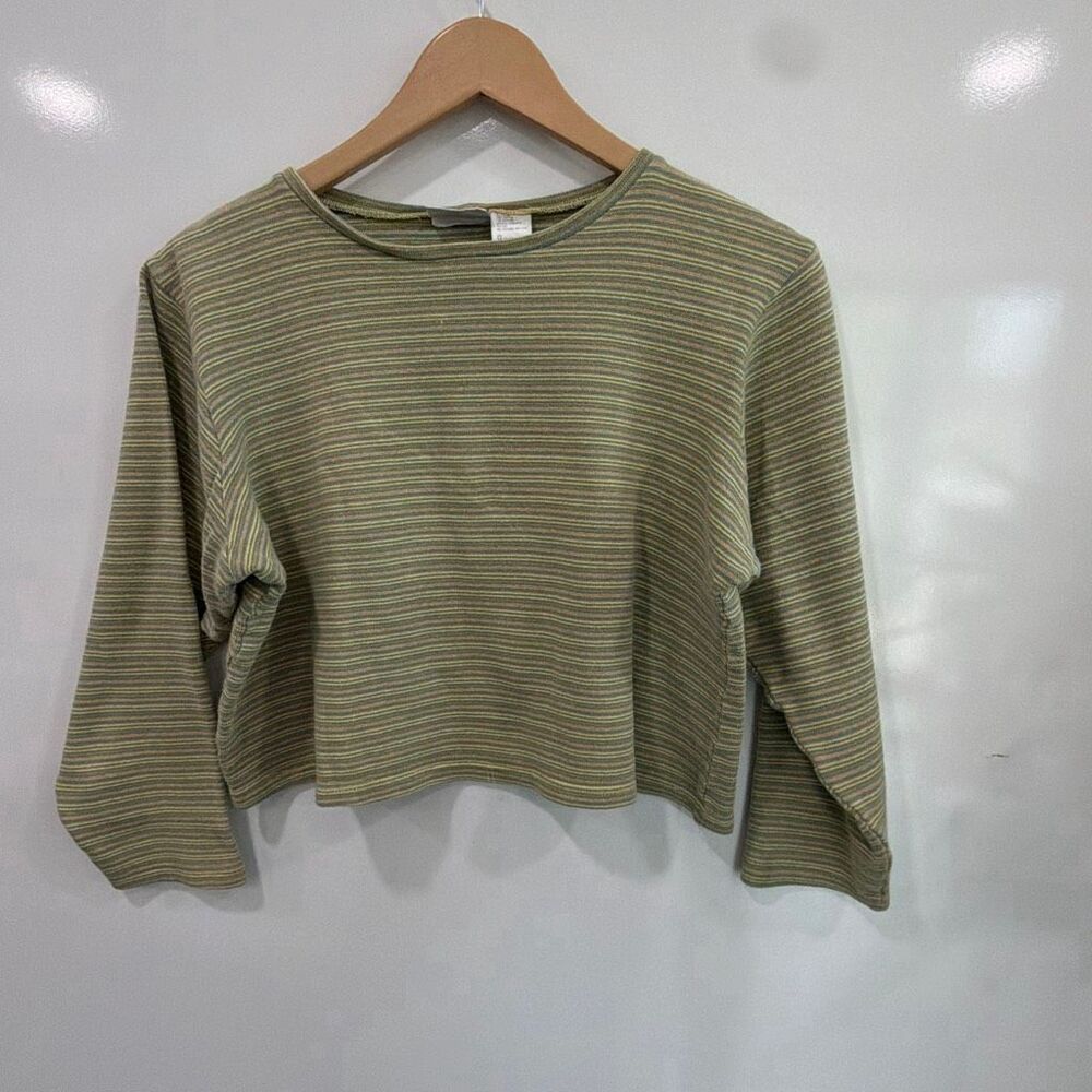 Vintage Basic Editions Stripe Crop Long Sleeve Top